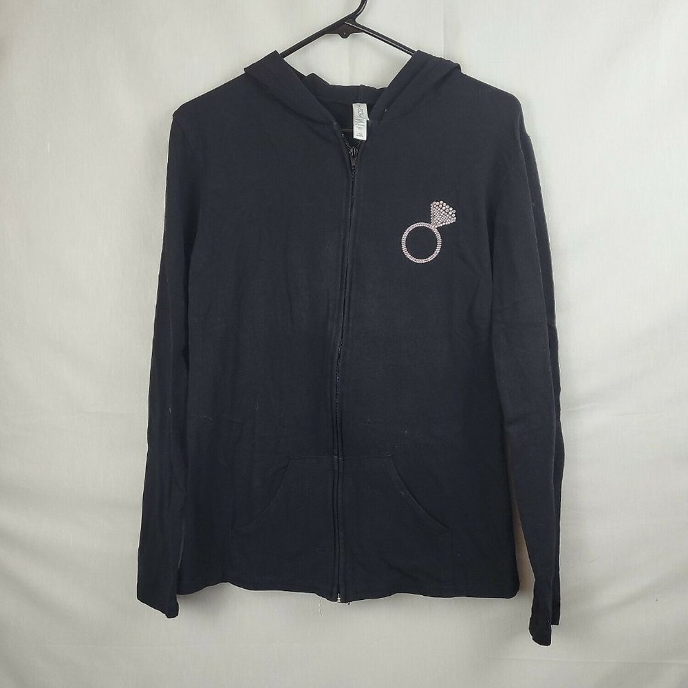 In Your Face Apparel Womens Black‎ Long Sleeve Full Zip Sweatshirt Size Medium